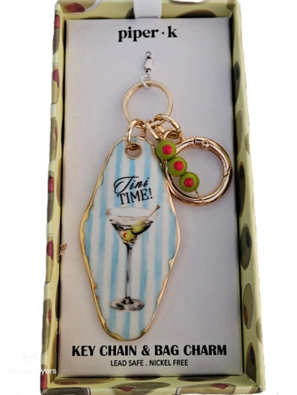 Piper K "Tini Time" Martini Keychain and Bag Charm NIB - Picture 2 of 3